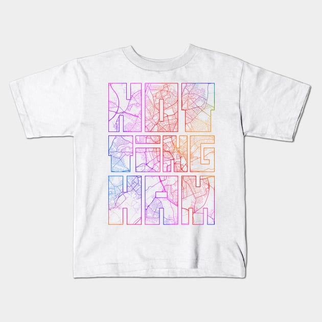 Nottingham, England City Map Typography - Colorful Kids T-Shirt by deMAP Studio